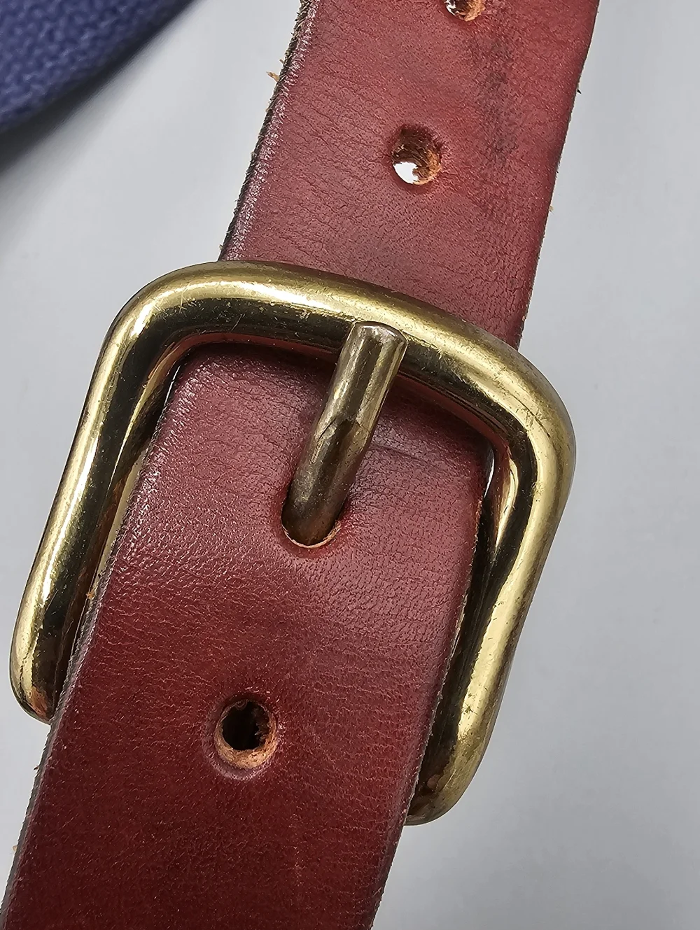 University Michigan Wolverines Belt Leather Mens 38 Handmade Solid Brass Blue